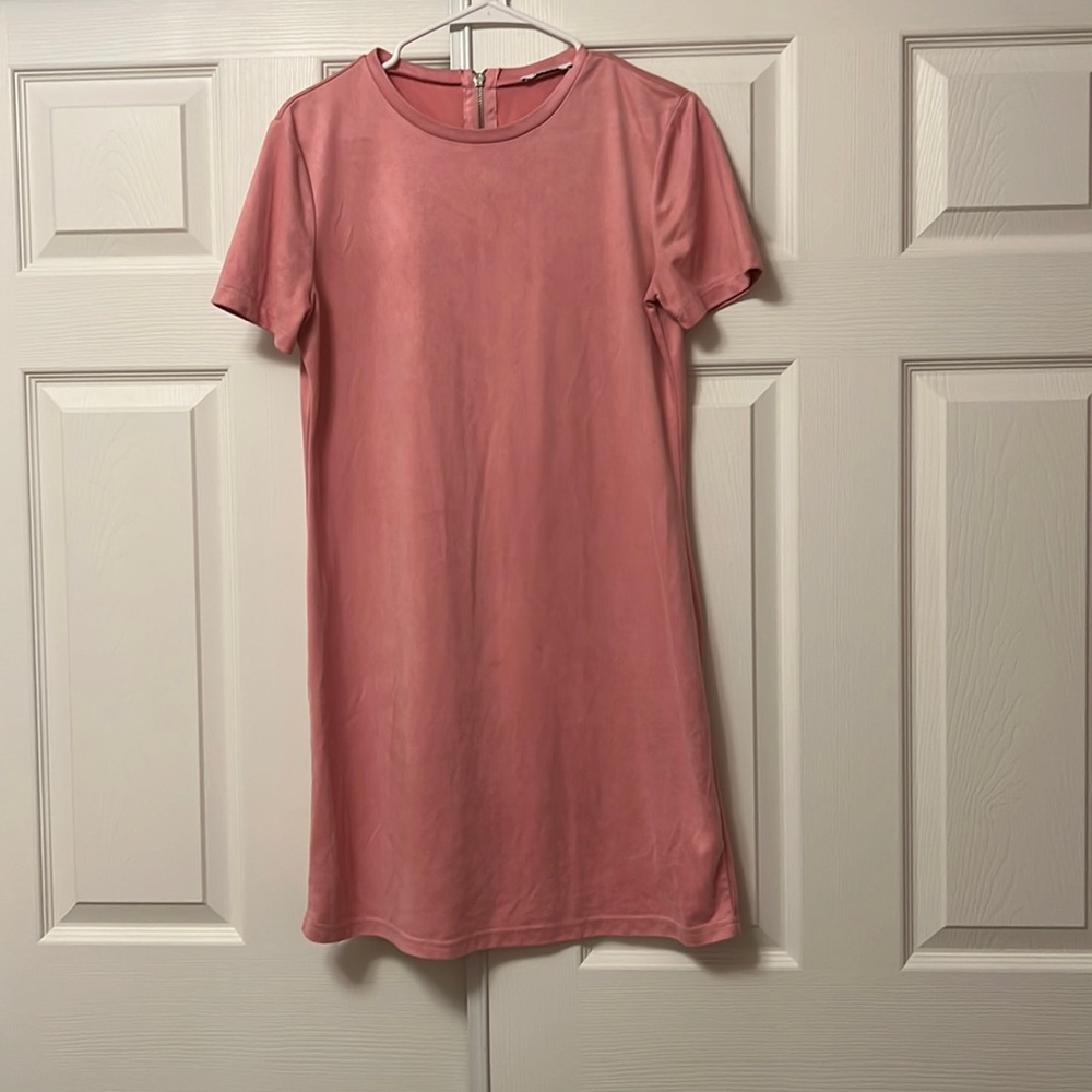 Faux Suede Pink Mini Dress